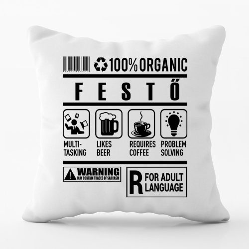 100% Organic Festő feliratos párna