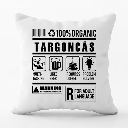 100% Organic Targoncás feliratos párna