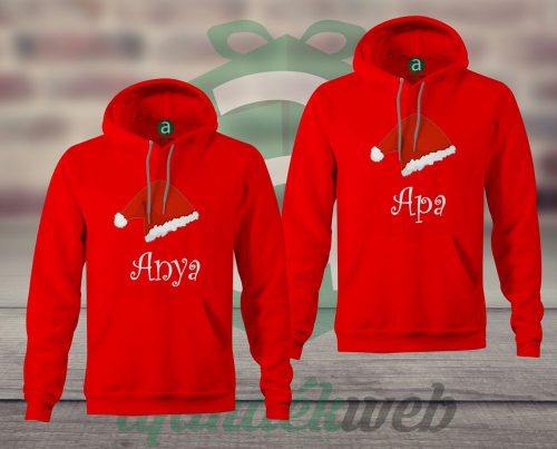 Karácsonyi Apa Anya páros kapucnis pulóver