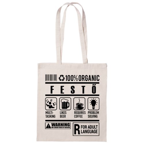 100% Organic Festő feliratos vászontáska