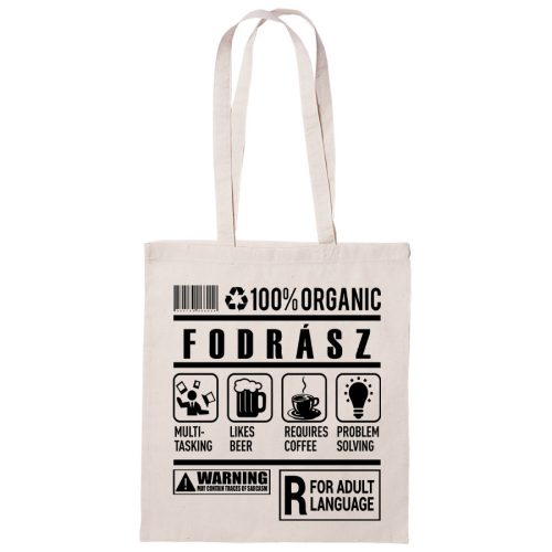 100% Organic Fodrász feliratos vászontáska