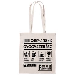 100% Organic Gyógyszerész feliratos vászontáska