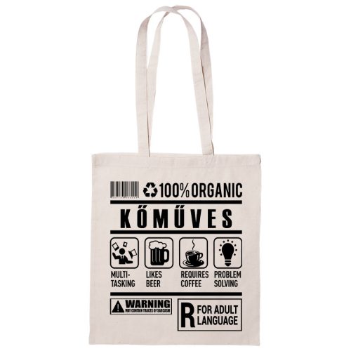 100% Organic Kőműves feliratos vászontáska