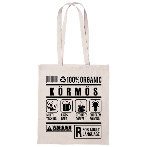 100% Organic Körmös feliratos vászontáska