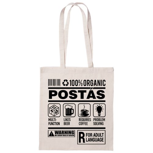 100% Organic Postás feliratos vászontáska