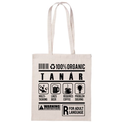 100% Organic Tanár feliratos vászontáska