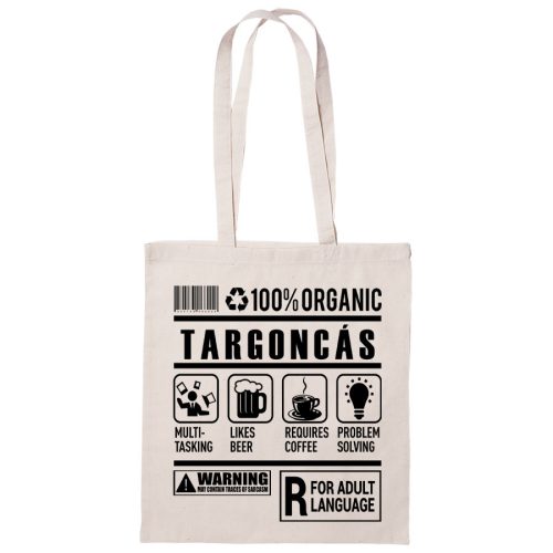 100% Organic Targoncás feliratos vászontáska