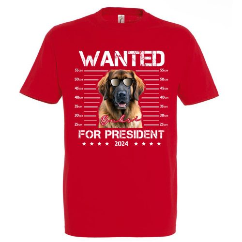 Wanted feliratos kutyás póló névvel