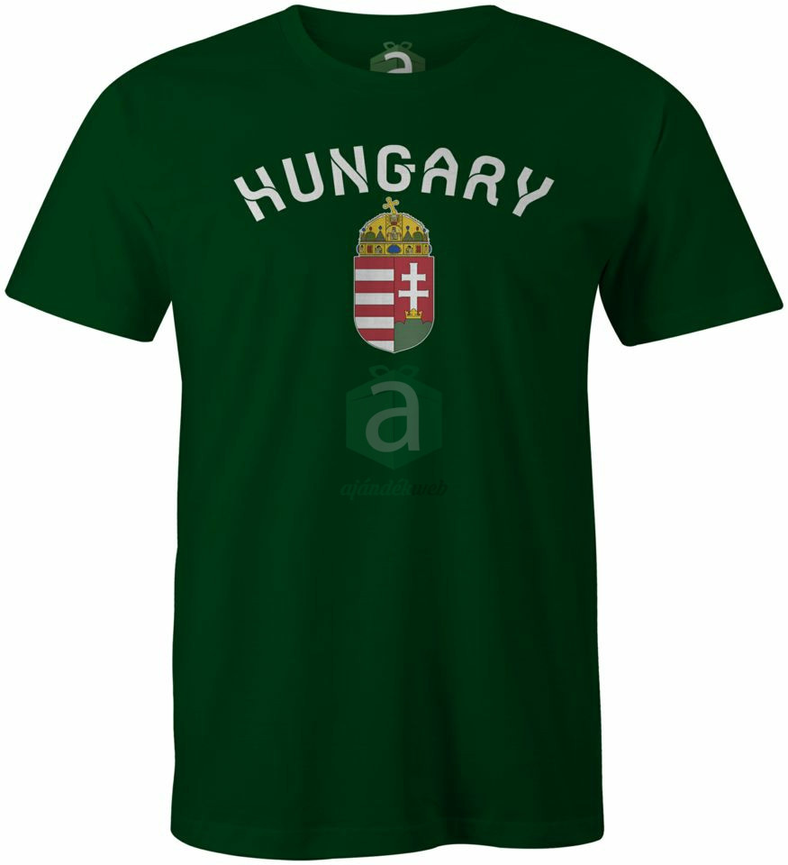 Hungary címeres sötétzöld póló